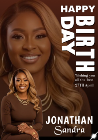 Brown Birthday Celebration A4 Template