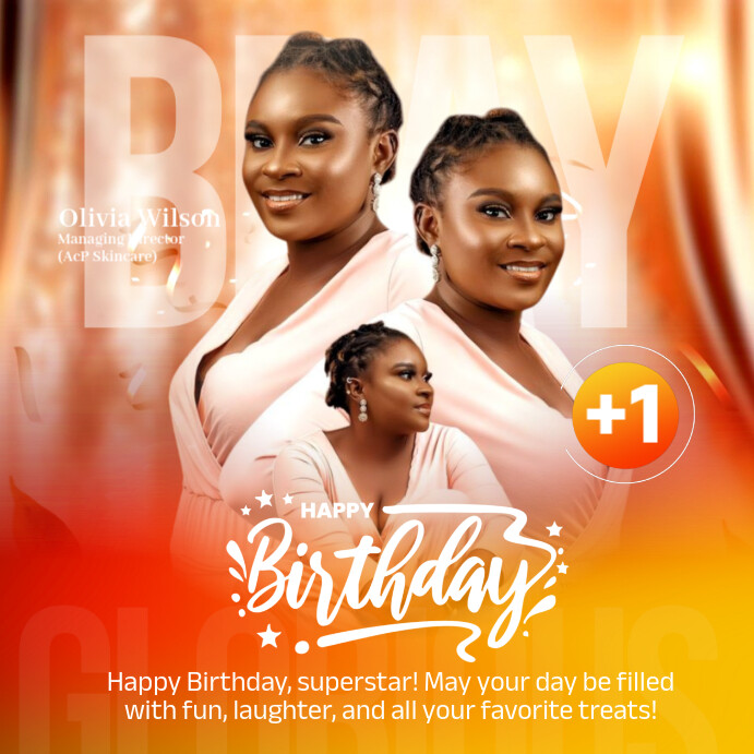 Brown Modern & Minimal Birthday Flyer  Instagram Post template