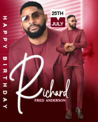 Brown Modern & Minimal Birthday Flyer  Instagram Portrait template