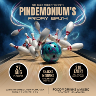 Brown Bowling Night Event Сообщение Instagram Template
