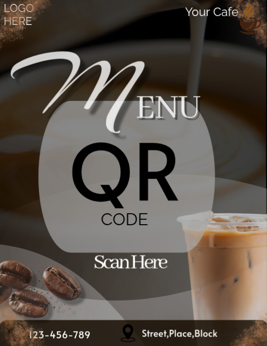 Copy of Brown Modern & Minimal Cafe Menu QR Code Flyer | PosterMyWall