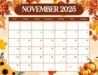Brown Modern & Minimal Calendar November 2025 Flyer (us Letter) template