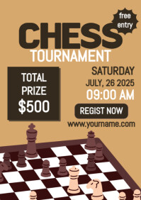 Brown Modern & Minimal Chess Tournament 2025 A3 template