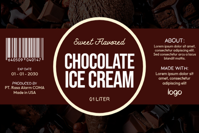 Brown modern & minimal chocolate ice cream label Template | PosterMyWall