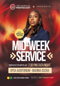Brown Modern & Minimal Church Service Event A4 template