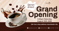 Brown Modern & Minimal Coffee Shop Grand Opening Facebook Shared Image Video template