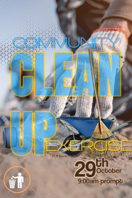 Cleanathon Template Brown Modern & Minimal Community Clean Up Exercise Poster Template ...