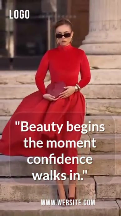 Brown Modern & Minimal Confidence Quote Video | Beauty And Strength Motivation Digital Display (9:16 template