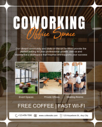 Brown Modern & Minimal Coworking Office Space Instagram Portrait template