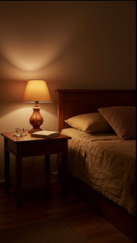 Marron Cozy Bedroom Ambiance Digitalt display Template