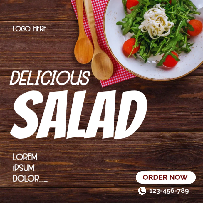 Brown Modern & Minimal Delicious Salad Instagram Post Template ...