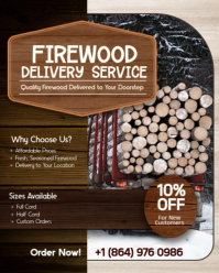 Brown Modern & Minimal Editable Seasoned Firewood For Sale Flyer Instagram Portrait template