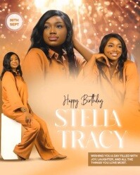 Brown Modern & Minimal Elegant Birthday Design  Instagram Portrait template