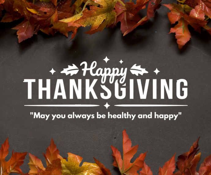 Brown Modern & Minimal Elegant Happy Thanksgiving Greeting Poster – Autumn Leaves & Festive Message Rettangolo medio template