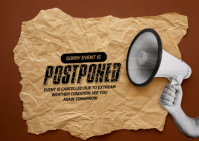 Brown Modern & Minimal Event Is Postponed  Postcard Postkarte template