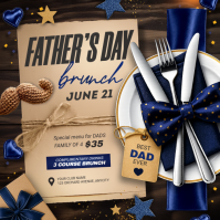 Brązowy Father's Day Brunch โพสต์บน Instagram Template