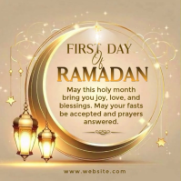 Brown Modern & Minimal First Day Of Ramadan Flyer Template | Islamic Greeting & Ramadan Mubarak Desi Square (1:1)