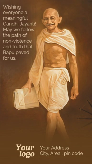 Brown Modern & Minimal Gandhi Jayanti,india, Bapu,mahatma,gandhi, Instagram Reel template