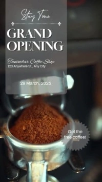 Brown Modern & Minimal Grand Opening Coffee Shop Tampilan Digital (9:16) template