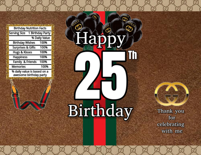 Brown Modern & Minimal Gucci Birthday Chip Bag 传单(美国信函) template