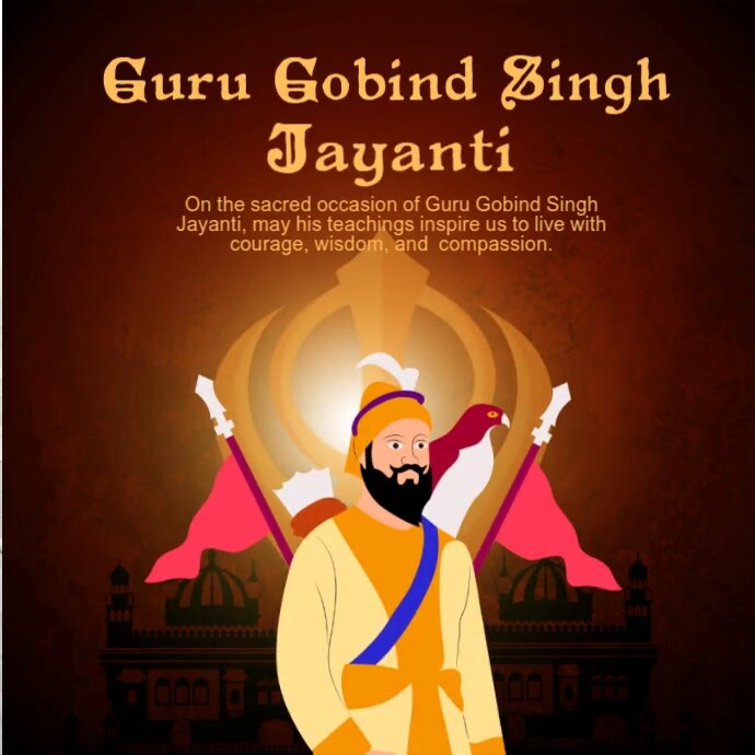 Brown Modern & Minimal Guru Gobind Singh Jayanti Square (1:1) Template ...