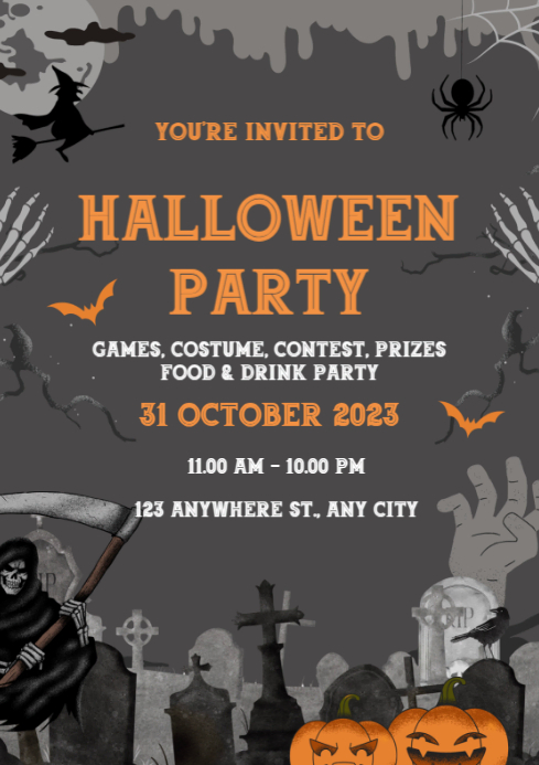 Brown Modern & Minimal Halloween Party A4 Template | PosterMyWall