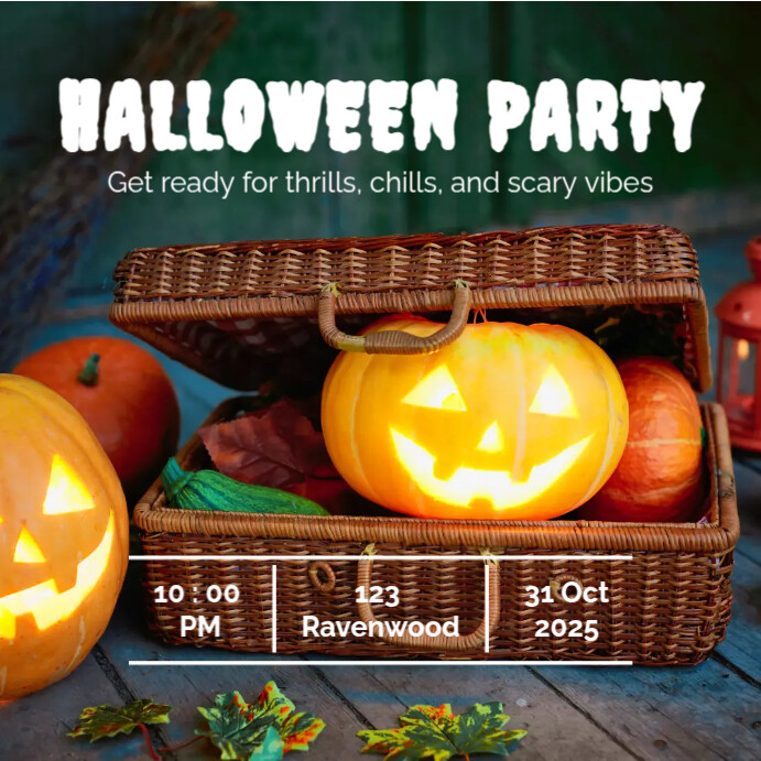 Brown Modern & Minimal Halloween Party Instagram Post Template ...
