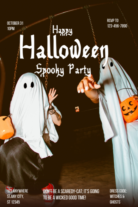 Brown Modern & Minimal Halloween Party Poster Template | PosterMyWall
