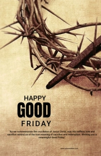 Brown Modern & Minimal Happy Good Friday Wishes Card Template  Tabloid