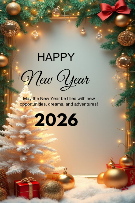 Plantilla de Brown Modern & Minimal Happy New Year 2026 Poster ...