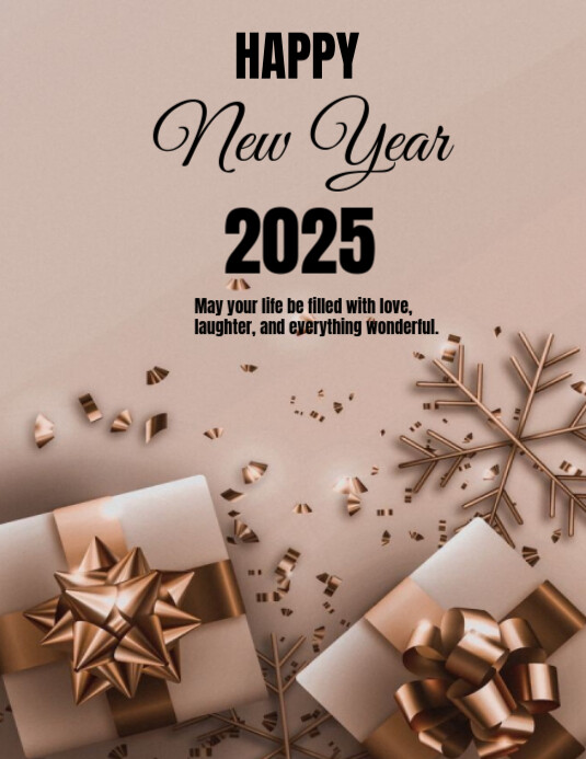 Brown Modern & Minimal Happy New Year Flyer (us Letter) Template ...
