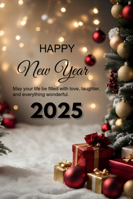 Brown Modern & Minimal Happy New Year Poster Template | PosterMyWall