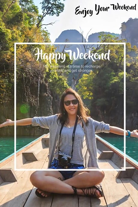 Brown Modern & Minimal Happy Weekend Poster Template | PosterMyWall