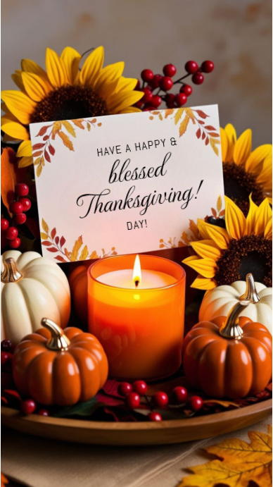 Brown Modern & Minimal Have A Happy And Blessed Thanksgiving  Instagram Story template