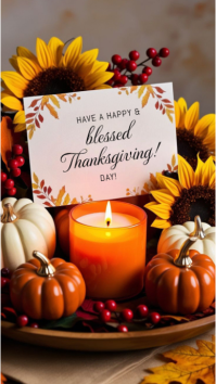 Brown Modern & Minimal Have A Happy And Blessed Thanksgiving  Instagram Story template