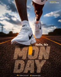 Brown Modern & Minimal Hello Monday Happy New Week Poster  Instagram Portrait template