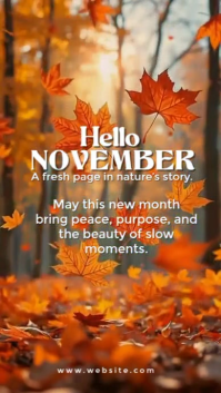 Brown Modern & Minimal Hello November Welcome November Instagram Story template