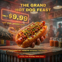 Brown Hot Dog Feast Promotion Publicação no Instagram Template