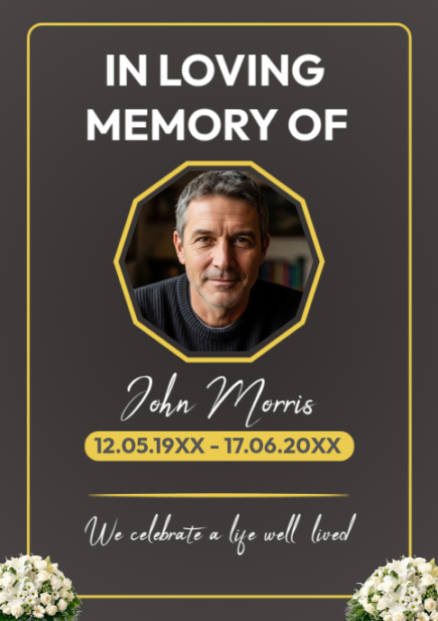 Brown Modern & Minimal In Loving Memory A2 template