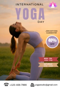 Brown Modern & Minimal International Yoga Day Pinterest Graphic template