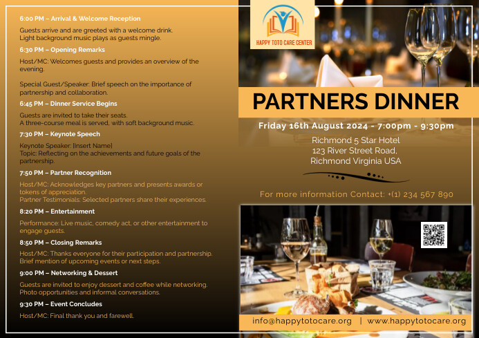 Brown Modern & Minimal Invite Dinner Program A4 template