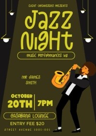 Brown Modern & Minimal Jazz Night Flyer Template A3