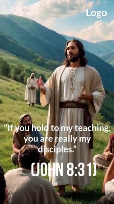 Brown Modern & Minimal Jesus Teaching  Digital Display (9:16) template