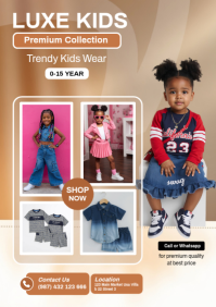 Brown Modern & Minimal Kids Fashion A4 template