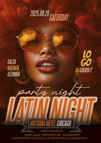 Brown Modern & Minimal Latin Night Salsa A4 template