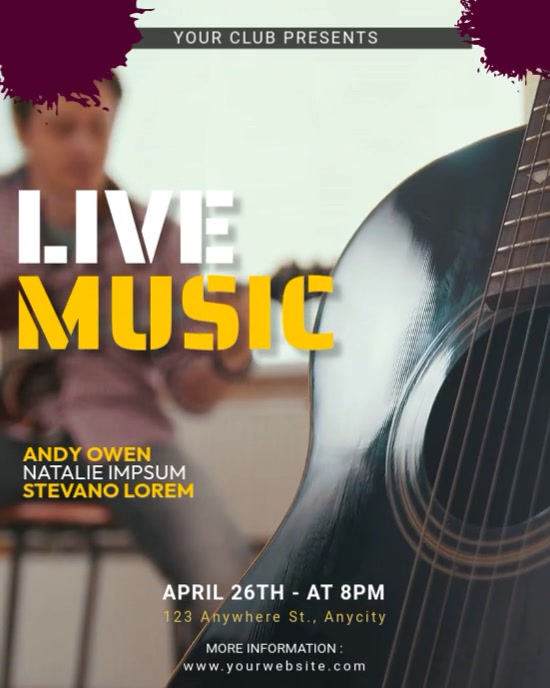 Brown Modern & Minimal Live Music Instagram Portrait template