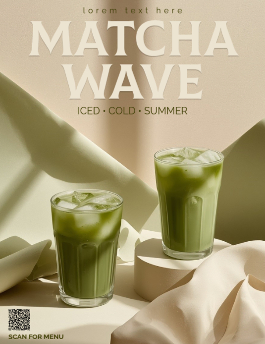 Plantilla de Brown modern & minimal matcha beverage promotion flyer ...