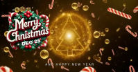 Brown Modern & Minimal Merry Christmas Greeting Video With Candy Cane Elements And Golden Tree Effec Facebook Ad template