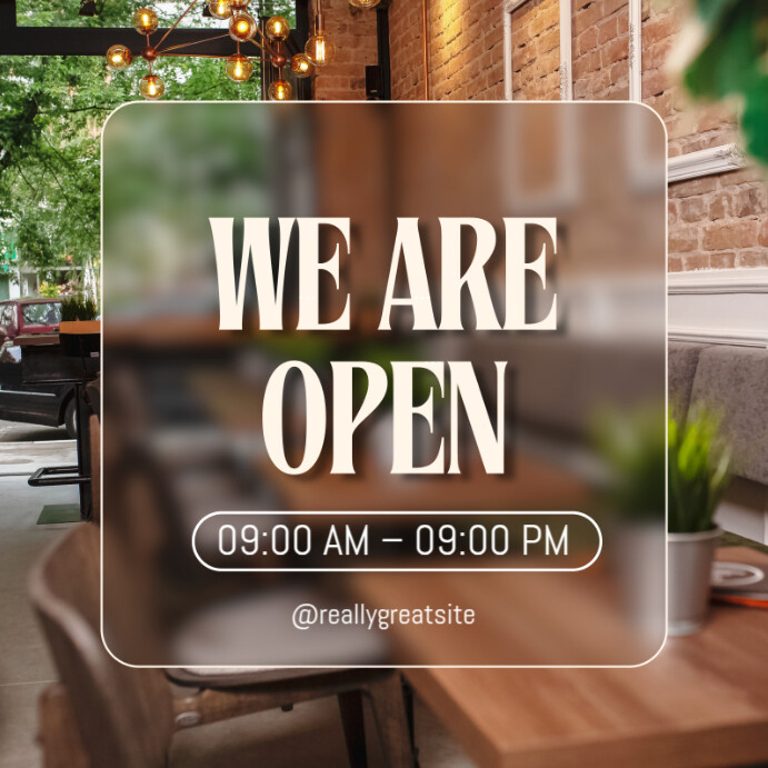 Brown Modern & Minimal Modern "we Are Open" Business Hours Sign Template | Transparent Overlay Desig Instagram 帖子