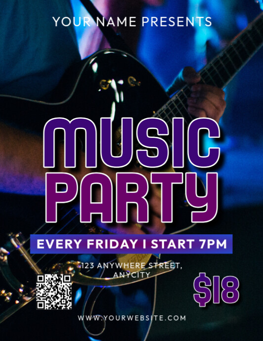 Brown Modern & Minimal Music Party Pamflet (letter As) template